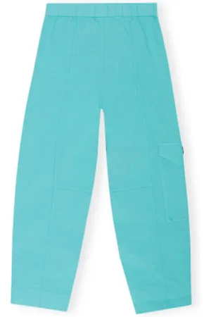 Ganni Broeken, Dames, Blauw, S, Wijde broek
