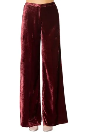 FORTE FORTE Broeken, Dames, Rood, S, Gladde Velvet Wijde Broek