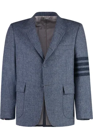 Thom Browne Jassen, Heren, Blauw, M, Wol, Gestreept wollen colbert