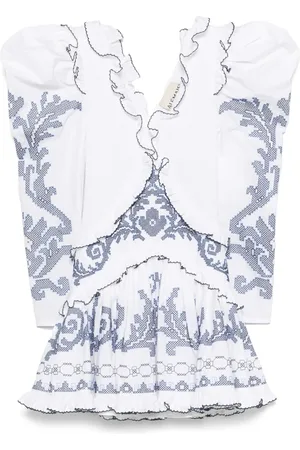 ALÉMAIS Kleedjes, Dames, Wit, S, Geborduurde Bisschopsmouw Witte Jurk