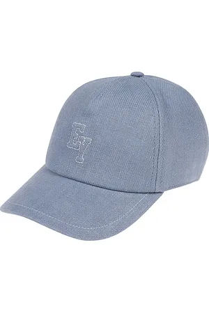 ELEVENTY Accessoires, Heren, Blauw, ONE Size, Linnen, Linnen Baseball Cap met Borduurwerk