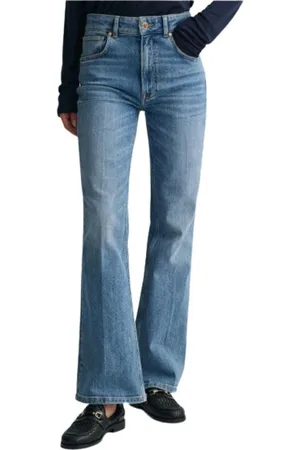 GANT Jeans, Dames, Blauw, W29, Katoen, High-waisted Flare Jeans