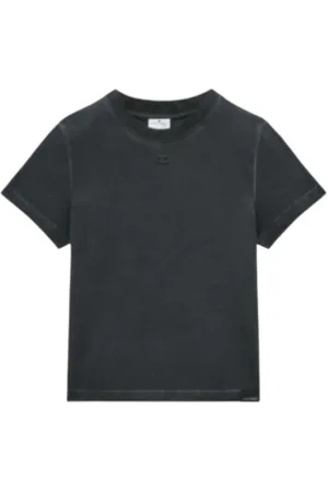 Courrèges Tops, Dames, Zwart, S, Katoen, Grijs Fashion T-Shirt Luxe Mode