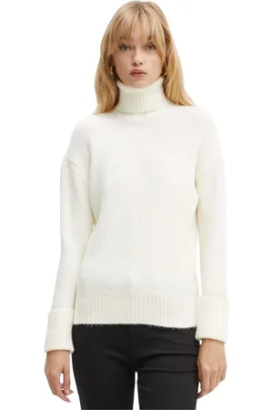Silvian Heach Truien, Dames, Wit, S, Polyester, High Neck Sweater Milk