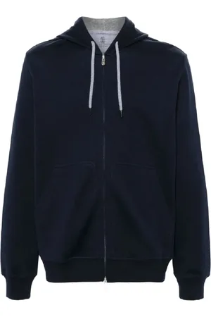 Brunello Cucinelli Sweatshirts & Hoodies, Heren, Blauw, XL, Katoen, Luxueus Hooded Sweatshirt