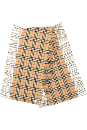 Burberry Accessoires, unisex, , ONE Size, Kasjmier, Vintage Geruite Sjaal met Franjes