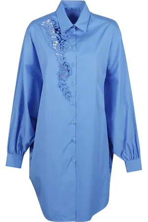 ERMANNO SCERVINO Blouses & Shirts, Dames, Blauw, S, Katoen, Elegante Blouse