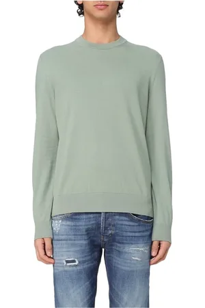 HUGO BOSS Truien, Heren, Groen, 3Xl, Katoen, Katoenen jersey ronde hals trui