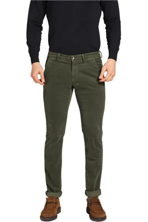 Masons Broeken, Heren, Groen, XS, Katoen, Velvet Chino Broek Slim Fit