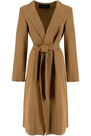 Fabiana Filippi Mantels, Dames, Bruin, S, Linnen, Flowing Lines Trenchcoat