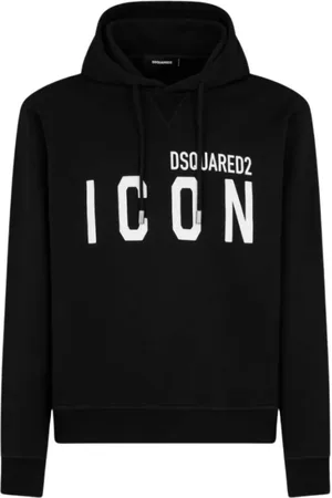 Dsquared2 Sweatshirts & Hoodies, Heren, Zwart, L, Katoen, Icon Hoodie met Verstelbaar Trekkoord