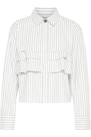 Karen by Simonsen Blouses & Shirts, Dames, Wit, M, Witte Ruches Overhemdblouse
