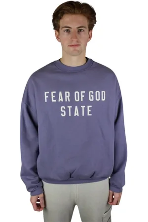 FEAR OF GOD Sweatshirts & Hoodies, Heren, Paars, M, Katoen, Luxueuze Lavendel Heavy Fleece Crewneck