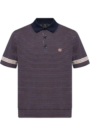 Etro Tops, Heren, Blauw, M, Katoen, Polo met streepjespatroon