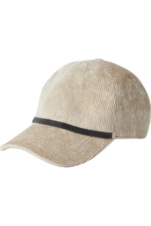 Brunello Cucinelli Accessoires, Dames, , S, Corduroy Baseballpet met Monile Decoratie