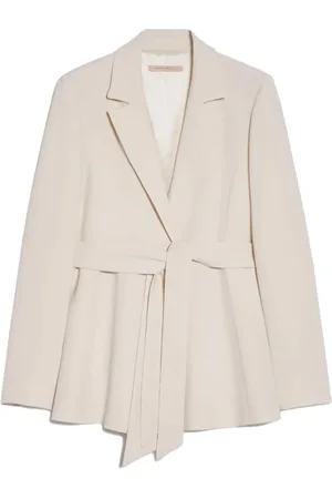 pennyblack Jassen, Dames, Wit, L, Leer, Asymmetrische Vouw Blazer