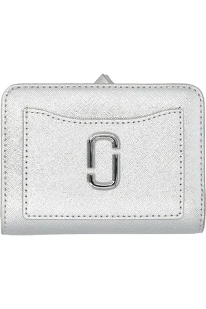 Marc Jacobs Accessoires, Dames, Grijs, ONE Size, Leer, Metallic Utility Snapshot Mini Compact Portemonnee