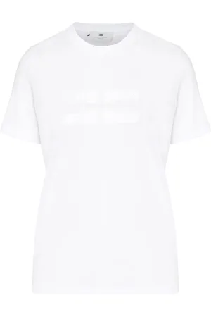 Elisabetta Franchi Tops, Dames, Wit, M, Katoen, Gesso Truien T-Shirt