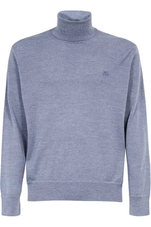 Etro Truien, Heren, Blauw, 2Xl, Geribbelde Virgin Wool Turtleneck Trui