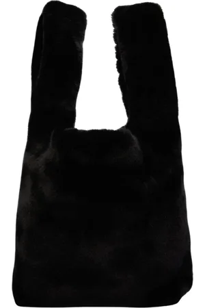 Stand Studio Tassen, Dames, Zwart, ONE Size, Polyester, Zwarte Faux Fur Tote Bag