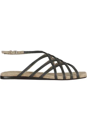 Brunello Cucinelli Schoenen, Dames, Zwart, 40 EU, Leer, Nette platte sandalen