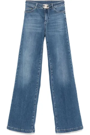 Liu Jo Jeans, Dames, Blauw, W24, Katoen, Lange Stretch Jeans met Logoriem