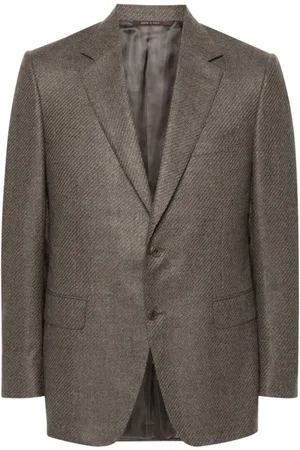 CANALI Jassen, Heren, Bruin, XL, Wol, Multicolor Wollen Blazer met Reverskraag