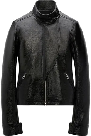Courrèges Jassen, Dames, Zwart, XS, Katoen, Zwart Logo Patch Jas met Opstaande Kraag