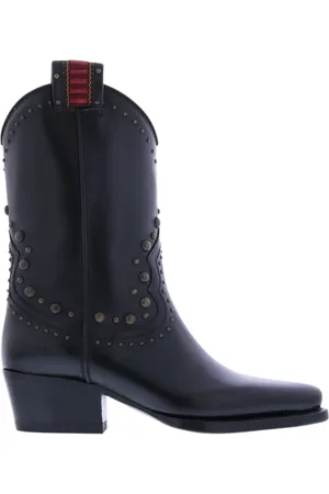 Dsquared2 Schoenen, Dames, Zwart, 37 EU, Leer, Platte Laars met Western Studs