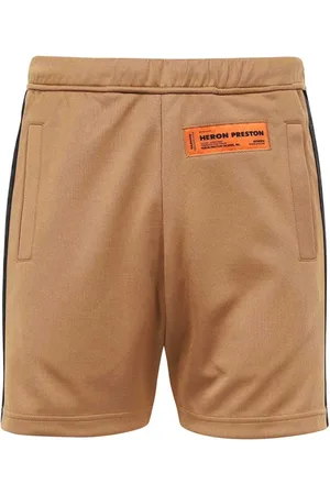 Heron Preston Korte broeken, Heren, Bruin, L, Katoen, Casual Bermuda Shorts met Logopatch