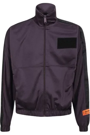 Heron Preston Jassen, Heren, Paars, M, Nylon, Sportief nylon sweatshirt met logobanden