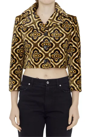 Etro Jassen, Dames, Bruin, S, Katoen, Velvet Jacquard Cropped Jas