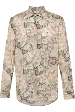 Etro Overhemden, Heren, Veelkleurig, XS, Katoen, Casual overhemd met bloemenprint en lange mouwen
