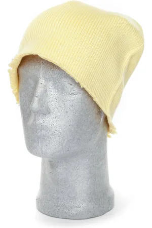 Marni Accessoires, Heren, Geel, L, Wol, Geribbelde gebreide beanie met distressed details