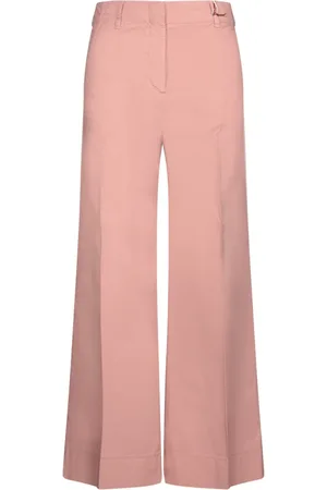 Incotex Broeken, Dames, Roze, S, Katoen, Roze Wijde Pijp Katoenen Poplin Broek