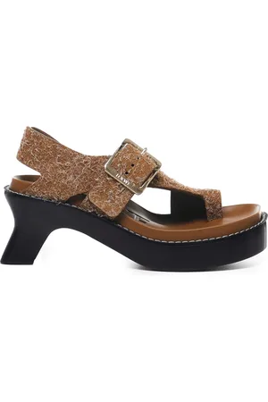 Loewe Schoenen, Dames, Bruin, 37 EU, Suède, Sandalen van geborsteld suède met metalen gespen