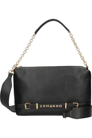 ERMANNO SCERVINO Tassen, Dames, Zwart, ONE Size, Leer, Zwarte Hobo Schoudertas met Rits