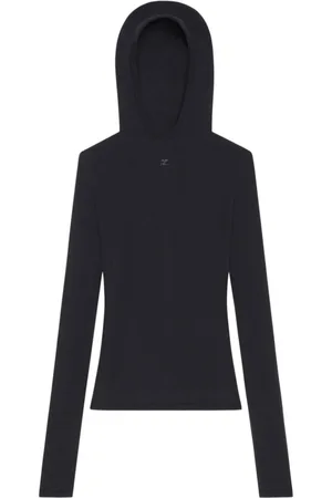 Courrèges Sweatshirts & Hoodies, Dames, Zwart, S, Wol, Licht Gebreide Hoodie