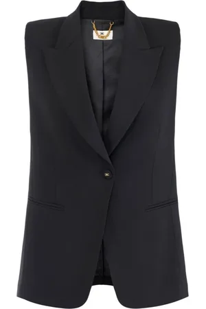 Elisabetta Franchi Jassen, Dames, Zwart, S, Wol, Zwarte Gebreide Jas