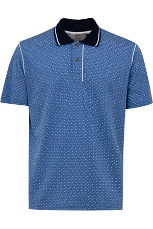 CANALI Tops, Heren, Blauw, L, Katoen, Polo Shirt met Korte Mouwen