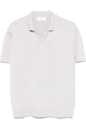 LARDINI Tops, Heren, Grijs, M, Gebreide polo shirt