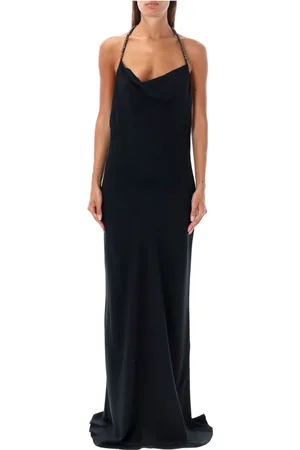 Stella McCartney Kleedjes, Dames, Zwart, S, Lange Jurk met Kristallen Bandjes
