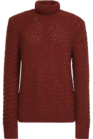 LARDINI Truien, Heren, Rood, L, Wol, Gebreide Trui met Wafelpatroon