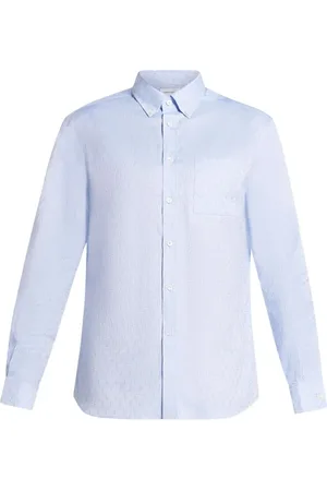Salvatore Ferragamo Overhemden, Heren, Blauw, M, Katoen, Hemelsblauw overhemd met knopen