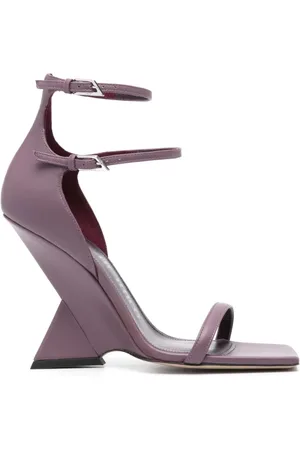 The Attico Schoenen, Dames, Paars, 39 EU, Leer, Lila Paarse Leren Sleehak Sandalen