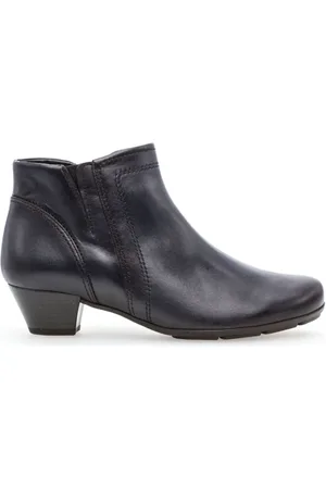 Gabor Schoenen, Dames, Blauw, 42 EU, Leer, Blauwe Gladleren Enkellaarsjes