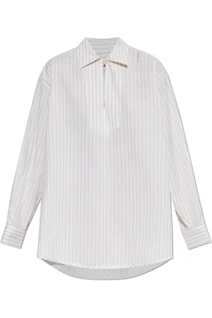 Marni Blouses & Shirts, Dames, Wit, XS, Katoen, Oversized Top met Streepjespatroon