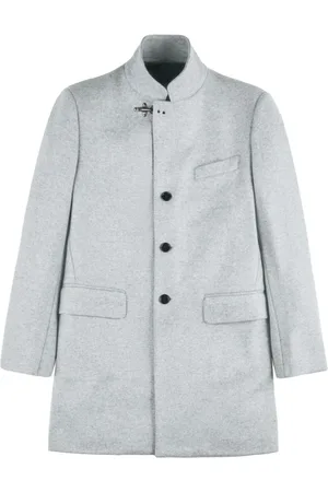 FAY Mantels, Heren, Grijs, M, Wol, Stand-Up Collar Jas