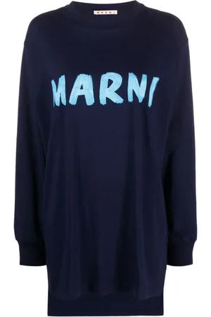 Marni Tops, Dames, Blauw, S, Katoen, Ink Knit Lange Mouwen Tops