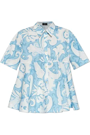 Etro Blouses & Shirts, Dames, Blauw, M, Katoen, Shirt met print